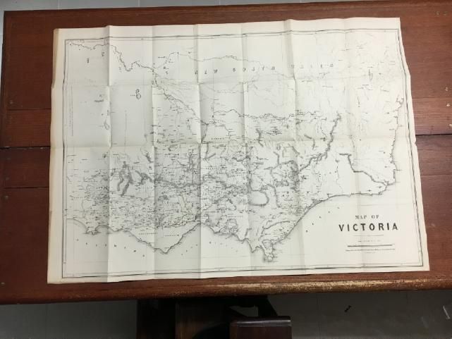 COLLIS, WILLIAM. - Map of Victoria. Lithographed at the Department of Lands 7 Survey Melbourne, Victoria, March 31st 1865. Scale 16 Miles to an Inch.