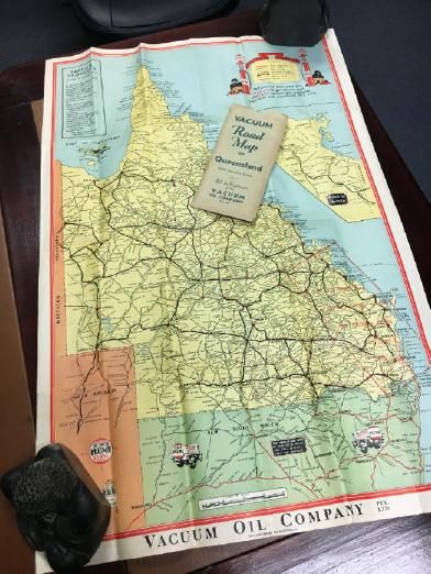 VACUUM OIL COMPANY. - Vacuum Road Map of Queensland With Interstate Routes.