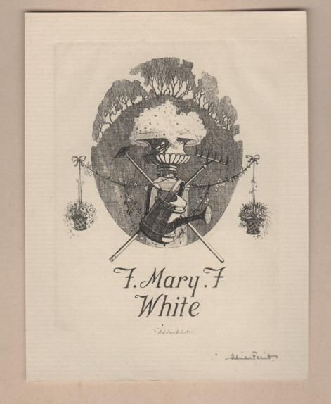 FEINT, ADRIAN. - Bookplate : F. Mary F. White ( c 1924).