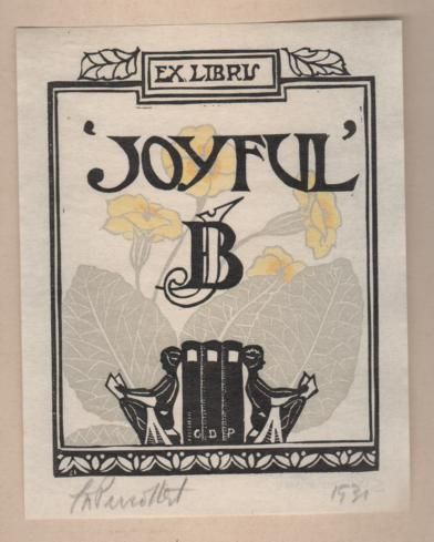 PERROTTET, GEORGE DAVID. - Bookplate: Ex Libris J. B. 'Joyful'.
