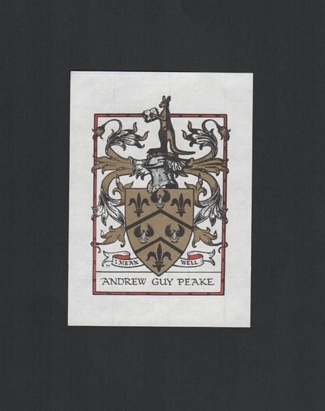 PEAKE, ANDREW GUY; HARRIS, JOAN. - Australian Bookplate produced by Joan Harris for Andrew Guy Peake.