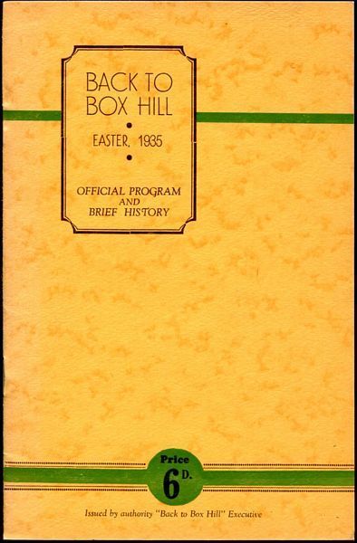  - Back to Box Hill, Easter, 1935. Official Program and Brief history.