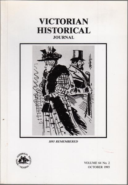 GLASS, MARGARET. - Thomas Bent Land Booming Politician. Contained within the Victorian Historical Journal Volume 64, No. 2. October 1993.