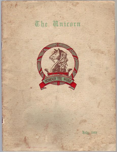 CASEY, W. F; Editor. - The Unicorn. The Magazine of The Melbourne High School. Forrest Hill, South Yarra. July, 1949.