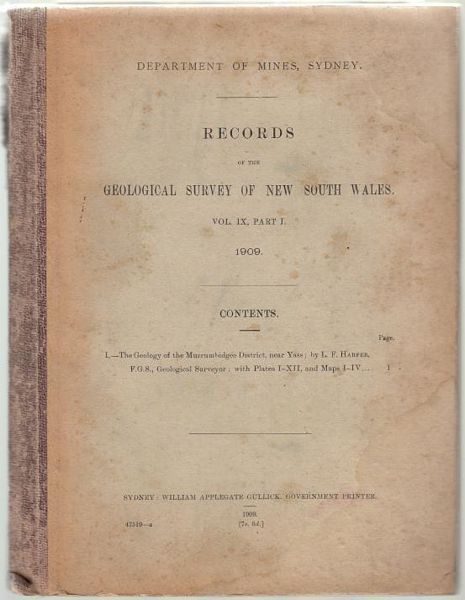  - Records Of The Geological Survey Of New South Wales. Vol. Ix, Part 1, 1909.