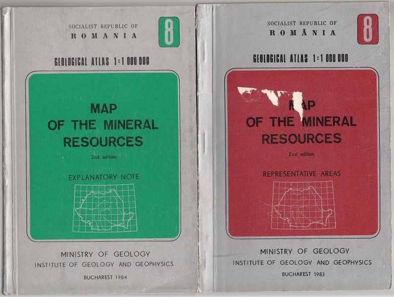  - Map Of The Mineral Resources. Explanatory Note. Representative Areas. Geological Atlas 1:1000000. Socialist Republic of Romania. Two Volumes.