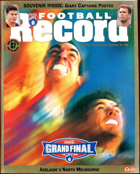 AFL - Football Record Grand Final. MCG, Saturday September 26, 1998. Adelaide v North Melbourne.