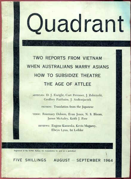 HODGKIN, MARY C. - When Australians Marry Asians. Contained within Quadrant. August - September 1964.