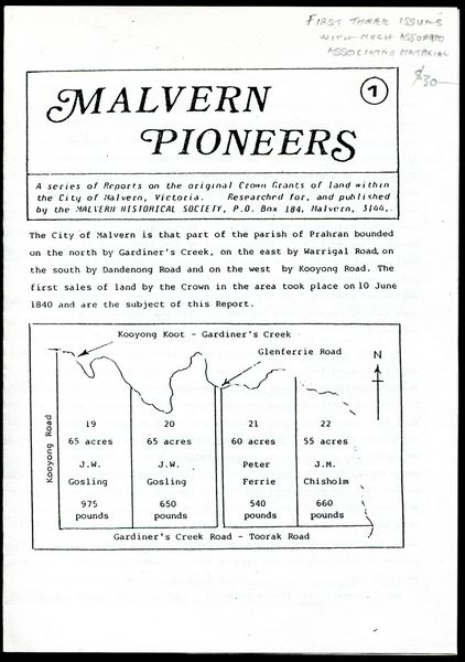 MALVERN HISTORICAL SOCIETY. - Malvern Pioneers. Three Volumes.