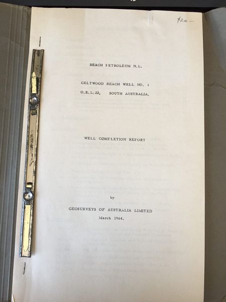 GEOSURVEYS OF AUSTRALIA LTD. - Beach Petroleum N. L. Geltwood Beach Well No. 1 O.E.L.22. South Australia. Well Completion Report.