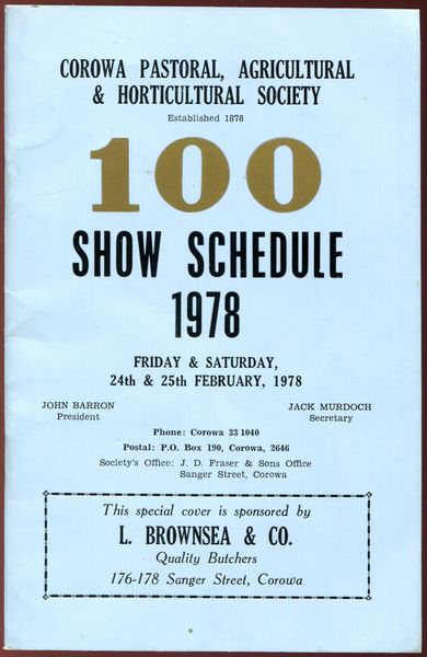  - 95th Annual Corowa Show Friday & Saturday, 24th & 25th February, 1978.