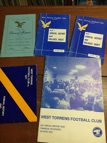 WEST TORRENS FOOTBALL CLUB. - West Torrens Football Club. Annual Reports and Balance Sheets for the Years 1958, 1964,1967,1977, and 1990.