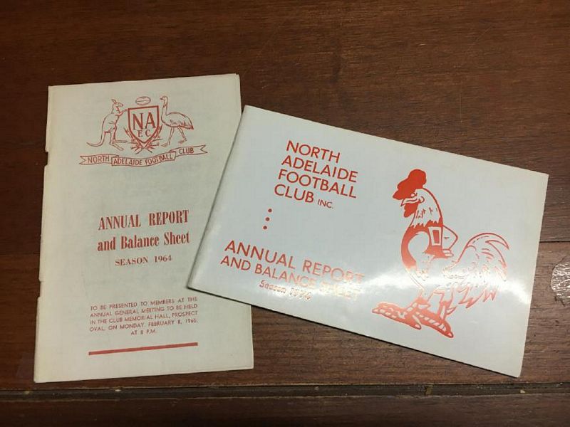 NORTH ADELAIDE FOOTBALL CLUB. - North Adelaide Football Club Inc. Annual Reports and Balance Sheets for the Years 1964 and 1974.
