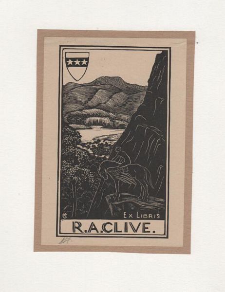 CLIVE, R. A. - Bookplate: Ex Libris R. A. Clive.