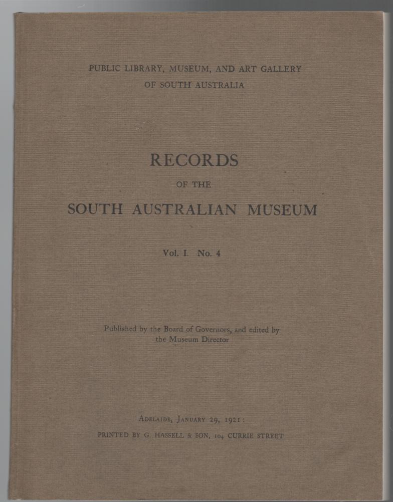 WAITE, EDGAR R; HALE, HERBERT M. - Review of the Lophobranchiate Fishes (Pipe-Fishes and Sea-Horses) of South Australia. ( Contained in Records of the South Australian Museum Vol.I. No. 4. January 1921 ).
