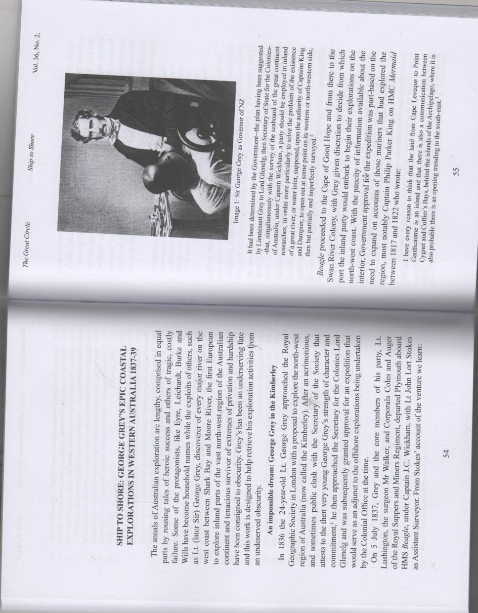 MULLUMBY, MATTHEW. - Ship to Shore: George Grey's Epic Coastal Explorations in Western Australia 1837-39. Contained within Journal of the Association for Maritime History. Vol 36. No. 2. 2014.