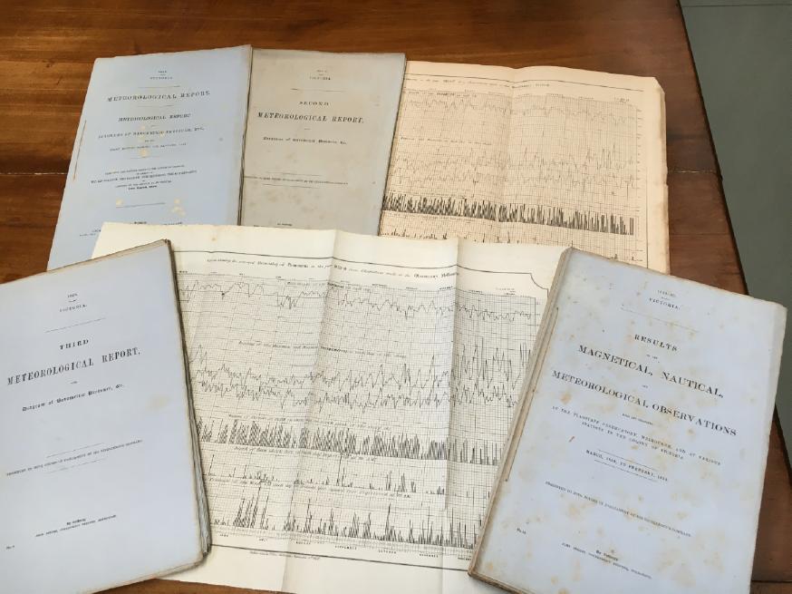 NEUMAYER, GEORGE; SMYTH, R. BROUGH. - Results Of The Magnetical, Nautical And Meteorological Observations Made And Collected At The Flagstaff Observatory, Melbourne, And at Various Stations In The Colony Of Victoria. June 1855 to February 1859. ( Four Seperate Reports).