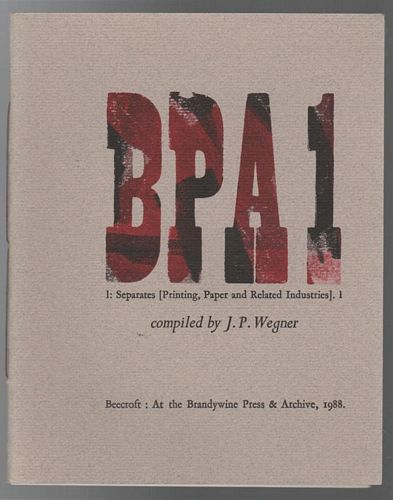 WEGNER, J. P. - BPA1. 1. Separates (Printing, Paper and Related Industries),