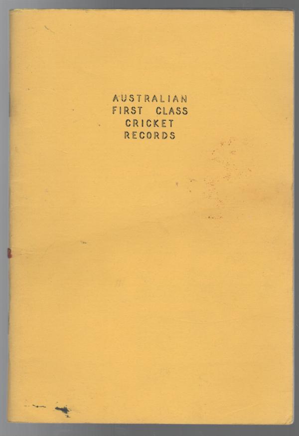 WAT, CHARLIE. - Australian First Class Cricket Records.
