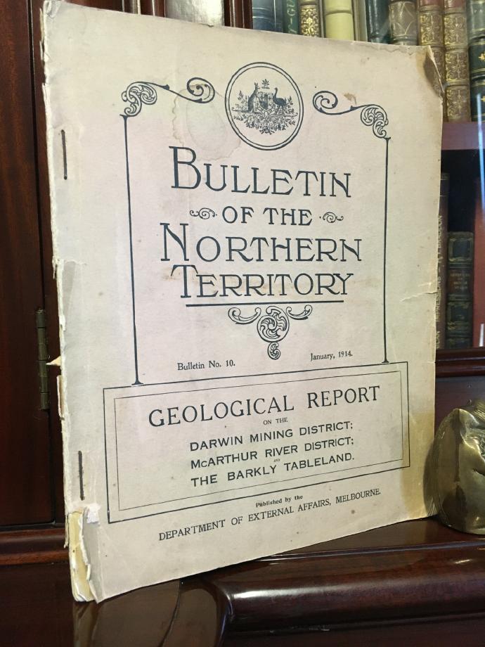 JENSEN, H. I. - Geological Report On The Darwin Mining District; McArthur River District; The Barkly Tableland. Bulletin of the Northern Territory. Bulletin No. 10, January, 1914.
