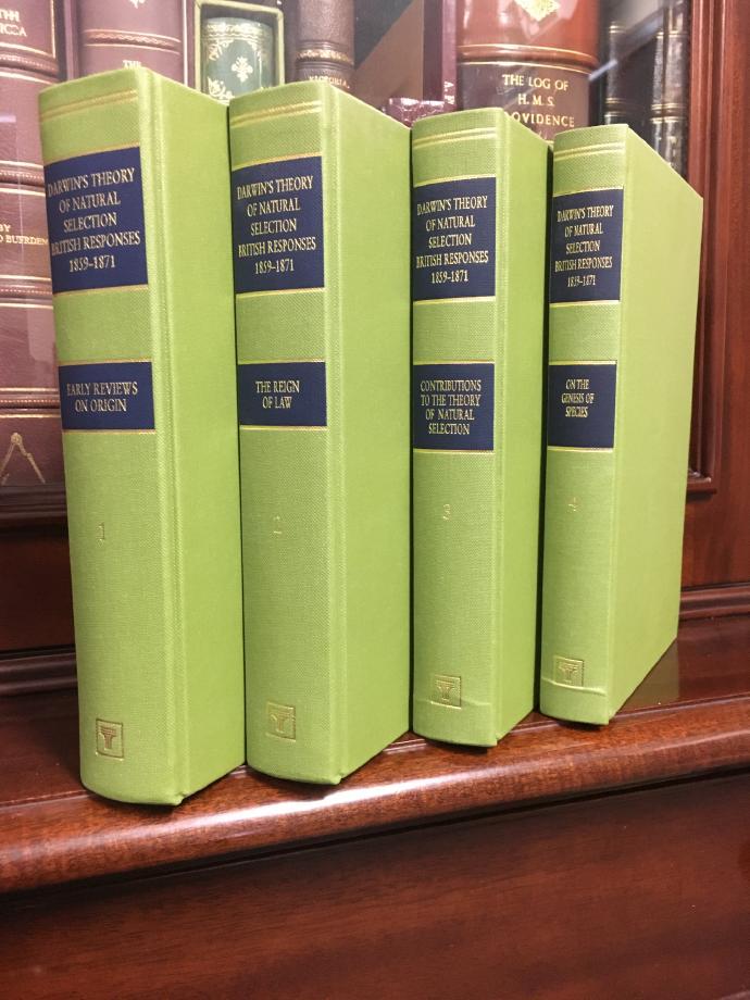 LYNCH, JOHN M; Editor. - Darwin's Theory of Natural Selection: British Responses, 1859-1871. (4 Volume Set). Vol. 1: Species Not Transmutable, Nor the Result of Secondary Causes (1860), Charles Robert Bree; Vol. 2: The Reign of Law (1867), George Douglas Campbell; Vol. 3: Contributions to the Theory of Natural Selection (1870), Alfred Russel Wallace; Vol. 4: On the Genesis of Species (1871), St. George Jackson Mivart.