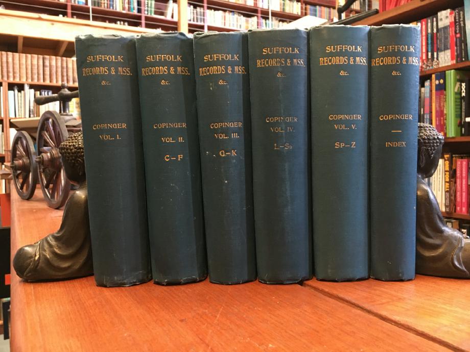 COPINGER, W. A. - Suffolk Records & MSS: county of Suffolk.: its History as Disclosed by Existing Records and Other Document. 5 Volume set together with the Index Volume.